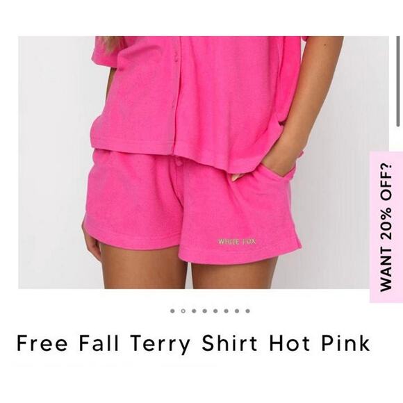 White Fox Boutique 2pcs Free Fall Terry Hot Pink Set‎ M/L Loungewear Cozy Fall - Picture 3 of 9